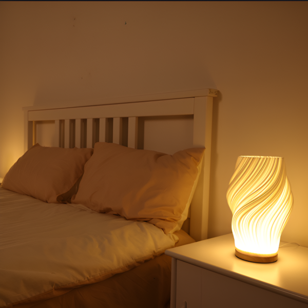 DreamWave - Moderne cremefarbene 3D-Wellenlampe mit elegantem Metallsockel Schn?ppchen – Bild 4