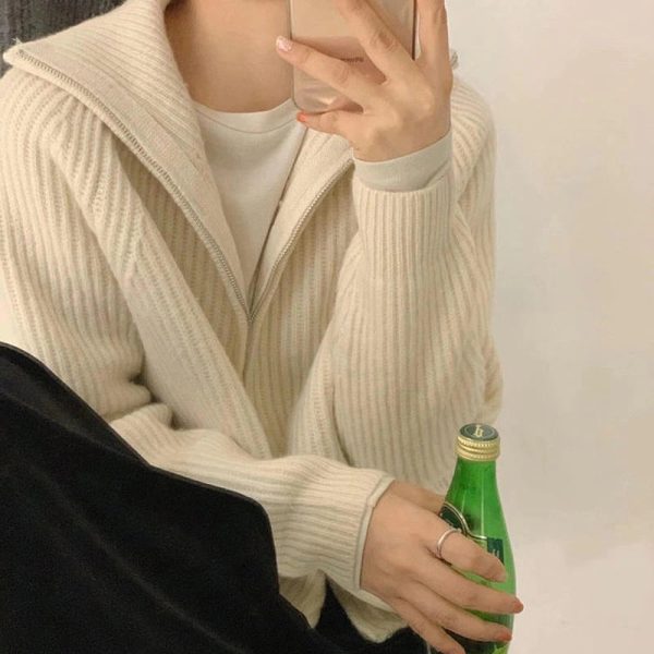 WOLF beige farben Pullover Reißverschluss Online – Bild 3