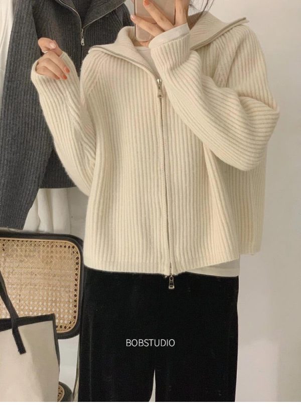 WOLF beige farben Pullover Reißverschluss Online – Bild 5