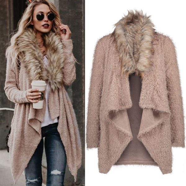 Noye - Strickjacke für Damen mit flauschigem Fauxpelz-Kragen Im Angebot – Bild 3