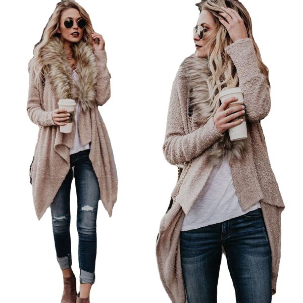 Noye - Strickjacke für Damen mit flauschigem Fauxpelz-Kragen Im Angebot – Bild 4