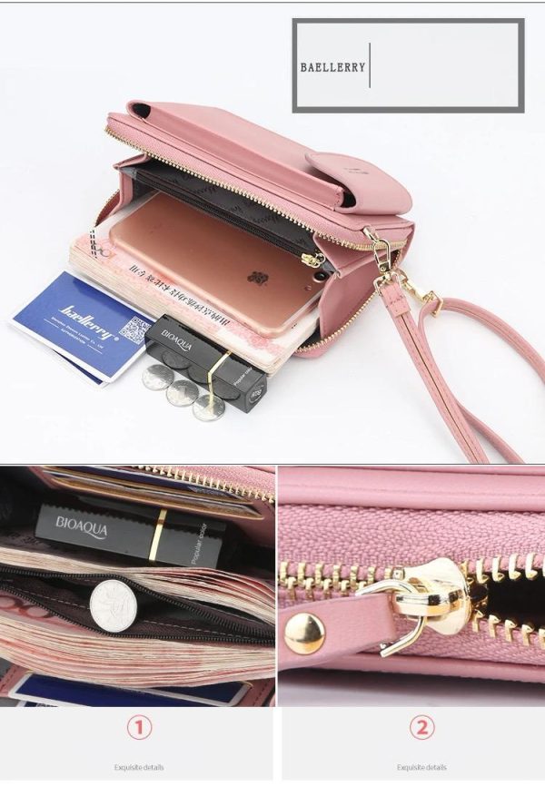 Designer Handy-Handtasche aus Leder mit Kartenfächer I Handy Umhängetasche Schn?ppchen – Bild 2