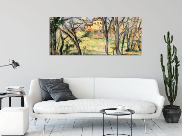 Paul Cézanne  - Bäume und Häuser nahe des Jas de Bouff, Glasbild Panorama Im Angebot – Bild 2