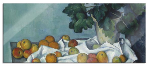 Paul Cézanne  - Stillleben mit Äpfeln und einem Topf, Glasbild Panorama Verkauf