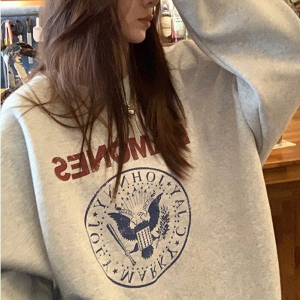 WOLF Besatzung hals Lang Ärmel Locker Pullover Online-Verkauf