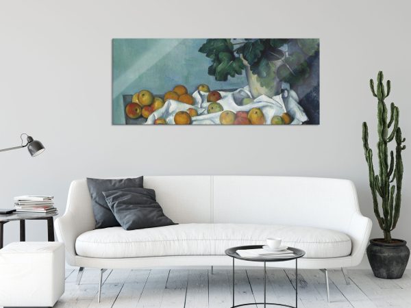 Paul Cézanne  - Stillleben mit Äpfeln und einem Topf, Glasbild Panorama Verkauf – Bild 2