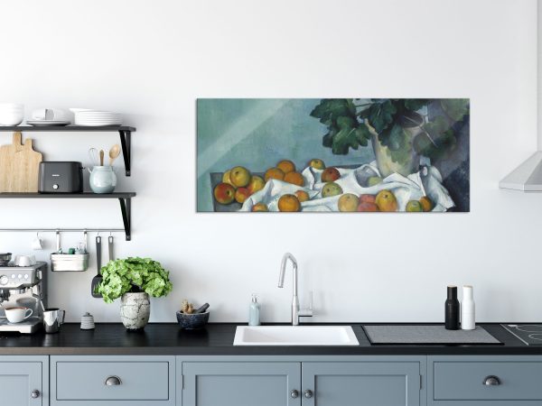 Paul Cézanne  - Stillleben mit Äpfeln und einem Topf, Glasbild Panorama Verkauf – Bild 3
