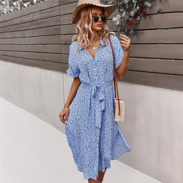C&AA Floral Kleid | Elegantes Kleid mit Blumendruck für Frauen Zu verkaufen