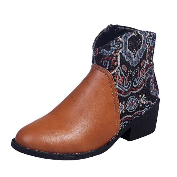 Chunkk - Leder-Stiefeletten für Frauen im Retro-Stil mit Absatz Im Angebot – Bild 3