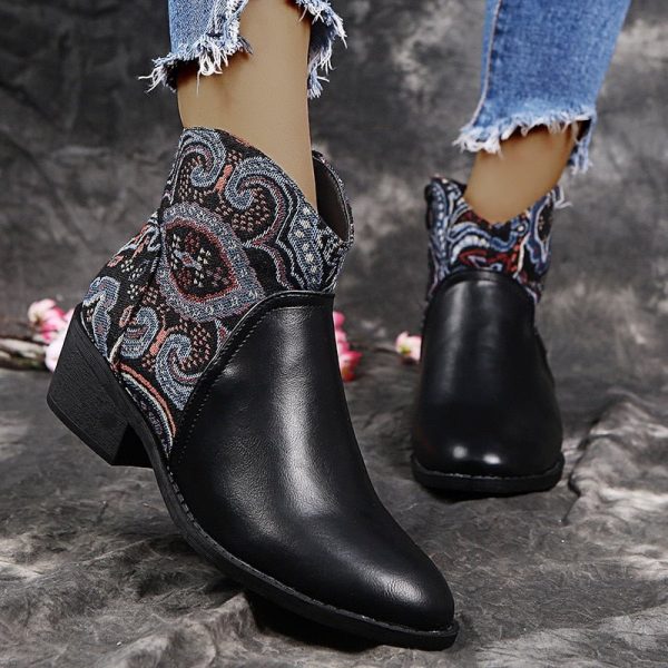 Chunkk - Leder-Stiefeletten für Frauen im Retro-Stil mit Absatz Im Angebot