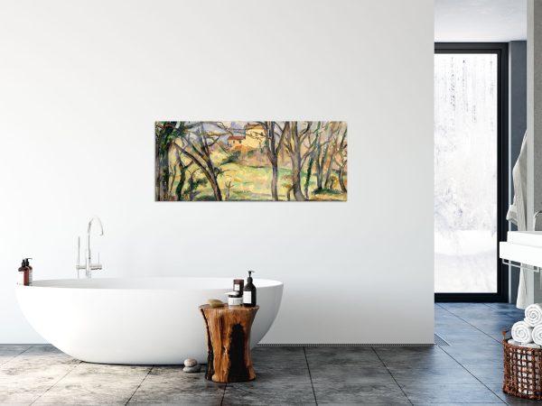 Paul Cézanne  - Bäume und Häuser nahe des Jas de Bouff, Glasbild Panorama Im Angebot – Bild 4