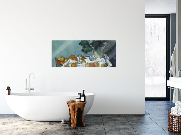 Paul Cézanne  - Stillleben mit Äpfeln und einem Topf, Glasbild Panorama Verkauf – Bild 4