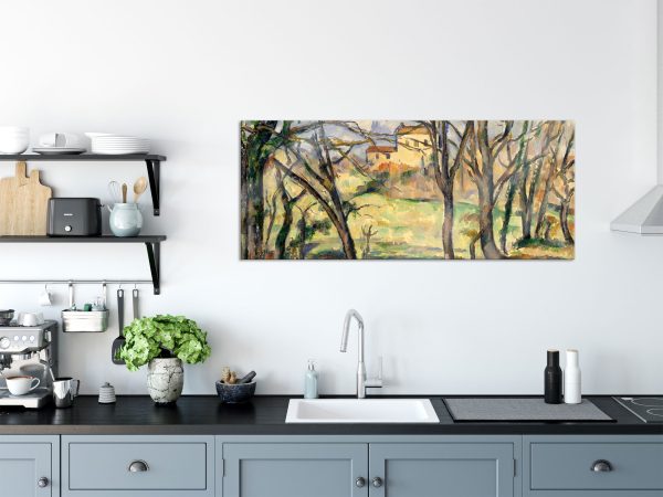 Paul Cézanne  - Bäume und Häuser nahe des Jas de Bouff, Glasbild Panorama Im Angebot – Bild 3