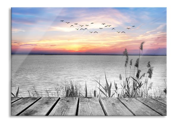 Steg mit Ausblick auf das Meer, Glasbild Online