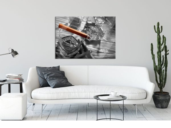 Zigarre auf Whiskeyglas, Glasbild Online-Verkauf – Bild 2