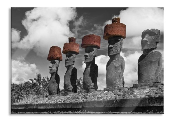 Moai Statuen auf den Osterinseln, Glasbild Jetzt online