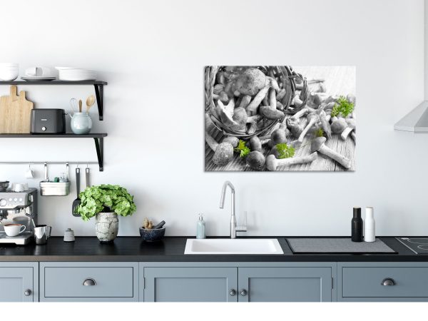 Pilzsammlung im Körbchen, Glasbild Mode – Bild 3